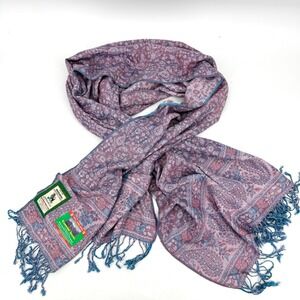 Kashmiri Shawl Scarf 100% Pure Wool Floral‎ 76"x29" Tassels